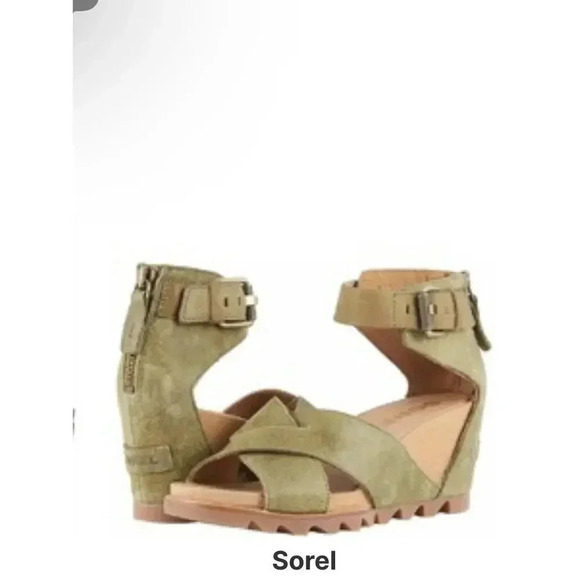 Sorel Shoes - Sorel Women's Joanie II Ankle Strap sandal wedge platform  olive green size 7